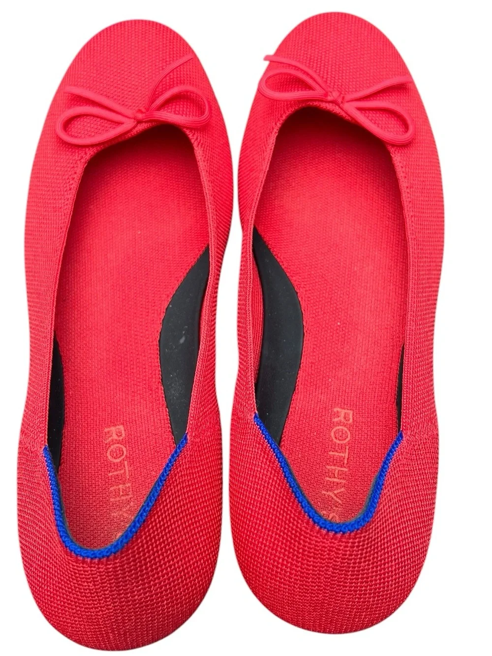 Rothy's The Ballet Flat 10 Round Toe Red Bow Slip On